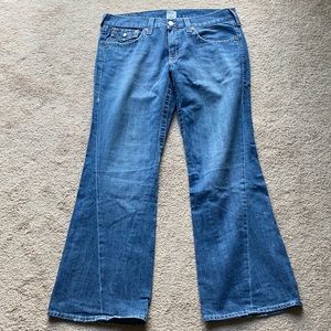 Barely worn, faded blue jeans!